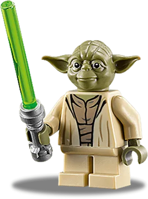 Lego Yoda With Lightsaber PNG Image