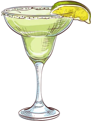 Lemon Garnished Martini Illustration PNG Image