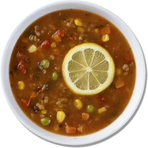 Lemon Slice Vegetable Soup PNG Image