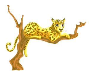 Leopard Loungingon Tree Branch PNG image with transparent background