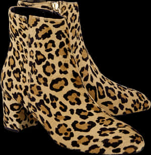Leopard Print Ankle Boots PNG image with transparent background