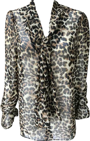 Leopard Print Blouse Black Background PNG Image