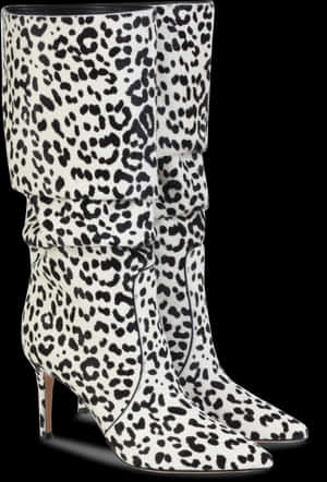 Leopard Print Fashion Boots PNG image with transparent background