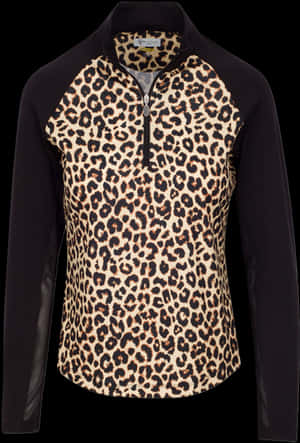 Leopard Print Zippered Top PNG image with transparent background