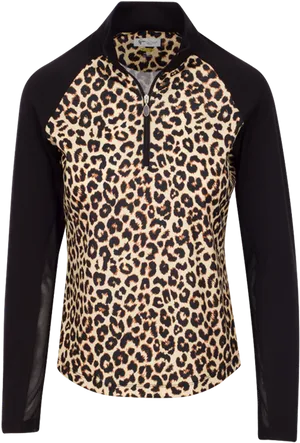 Leopard Print Zippered Top PNG Image