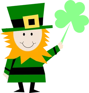 Leprechaun Holding Clover St Patricks Day PNG Image