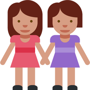 Lesbian Couple Cartoon Holding Hands PNG image with transparent background