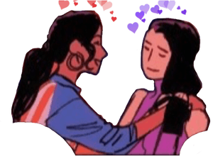 Lesbian Couple Cartoon Love PNG image with transparent background