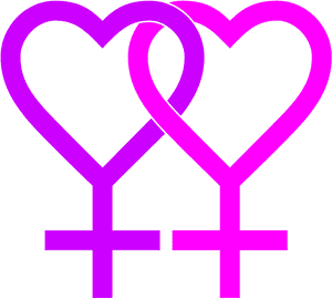 Lesbian Pride Heart Symbol PNG image with transparent background
