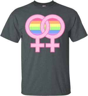 Lesbian Pride Interlocked Symbols Shirt PNG image with transparent background