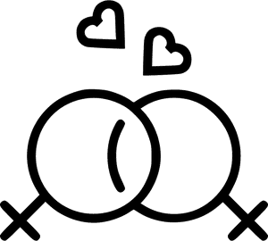 Lesbian Symbolwith Hearts PNG image with transparent background