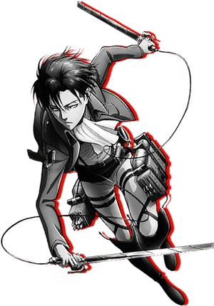 Levi Ackerman Action Pose PNG Image