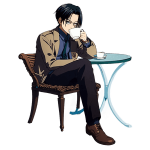 Levi Ackerman Drinking Tea PNG 06112024 PNG image with transparent background