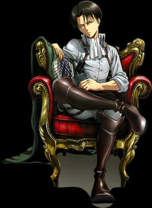 Levi Ackerman Sittingin Chair PNG with transparent background
