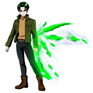 Levi Ackerman with Green Flares PNG vgh PNG image with transparent background