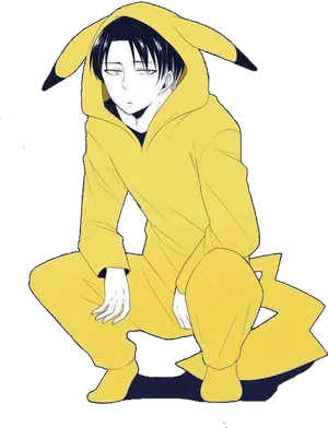 Levi Ackermanin Pikachu Onesie PNG Image