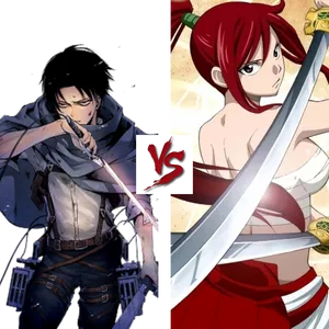 Levivs Erza Anime Showdown PNG Image