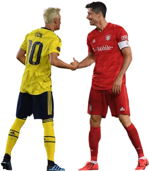 Lewandowskiand Opponent Handshake PNG Image