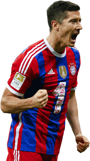 Lewandowskiin Bayern Kit Celebration PNG image with transparent background