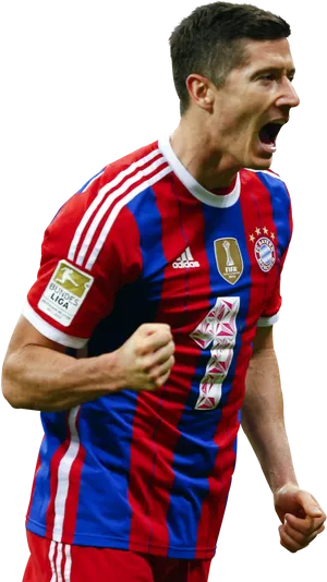 Lewandowskiin Bayern Kit Celebration PNG Image