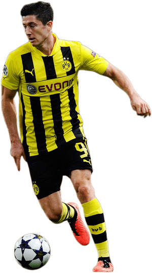 Lewandowskiin Borussia Dortmund Kit PNG image with transparent background