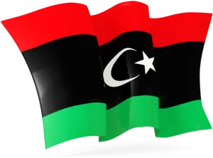 Libyan Flag Waving Graphic PNG Image