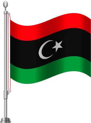 Libyan Flag Waving PNG Image