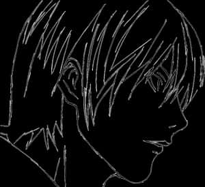 Light Yagami Profile Sketch PNG image with transparent background