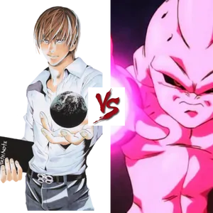 Light Yagami V S Majin Buu Fan Art PNG Image