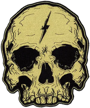 Lightning Struck Skull Patch PNG Image