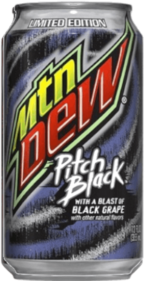 Limited Edition Mtn Dew Pitch Black Can PNG image with transparent background