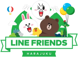 Line Friends Characters Harajuku PNG Image