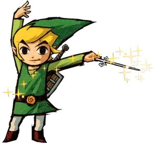 Link With Wind Waker Baton PNG Image