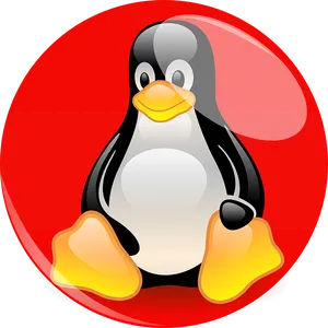 Linux Mascot Tux Red Background.png PNG Image