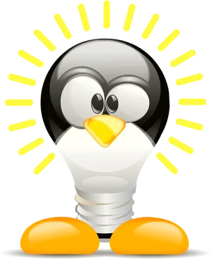 Linux Penguin Lightbulb Idea PNG Image