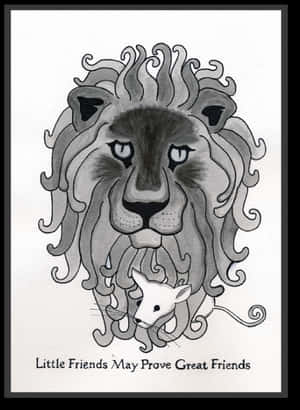 Lionand Mouse Fable Artwork PNG image with transparent background