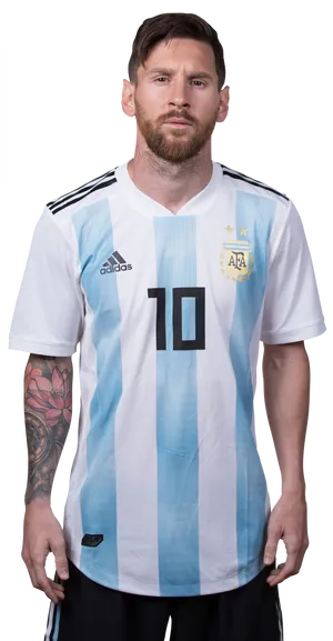 Lionel Messi Argentina Jersey Portrait PNG Image