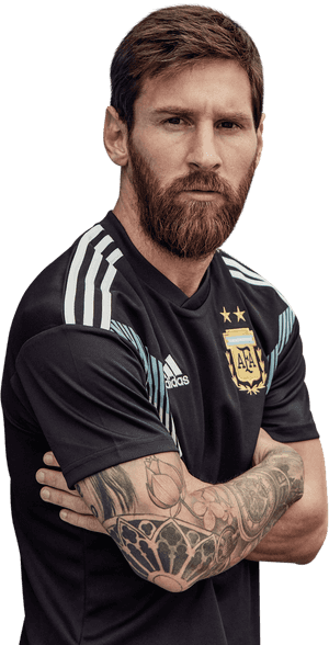 Lionel Messi Argentina Jersey Pose PNG image with transparent background