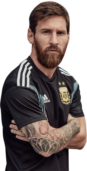 Lionel Messi Argentina Jersey Pose PNG Image