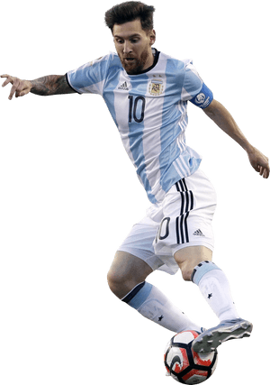 Lionel Messi Argentina Kit Action Shot PNG image with transparent background