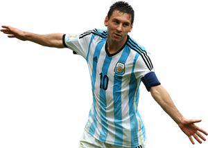 Lionel Messi Argentina Kit Celebration PNG image with transparent background