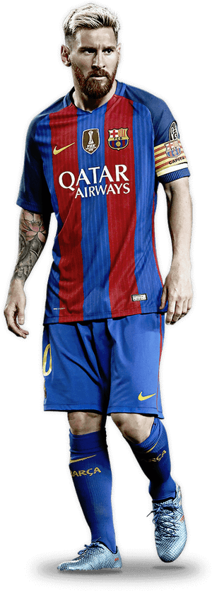 Lionel Messi Barcelona Kit PNG image with transparent background
