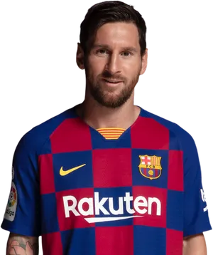 Lionel Messi Barcelona Portrait PNG Image