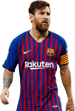 Lionel Messi Barcelona Stripes PNG image with transparent background