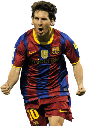Lionel Messi Celebration F C Barcelona PNG image with transparent background