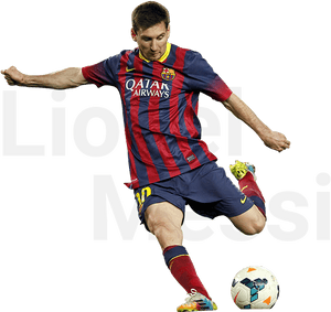 Lionel Messi F C Barcelona Action Shot PNG image with transparent background