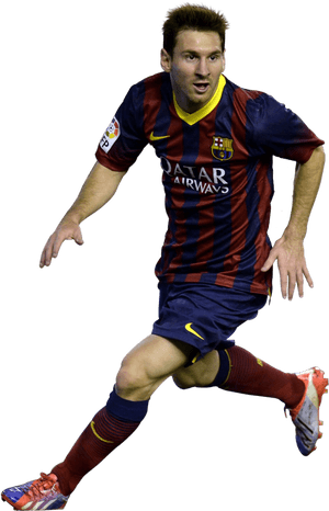 Lionel Messi F C Barcelona Action Shot PNG image with transparent background