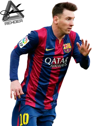 Lionel Messi F C Barcelona Action Shot PNG Image