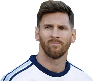 Lionel Messi Portraitin Argentina Jersey PNG Image