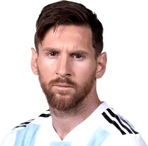 Lionel Messi Portraitin Argentina Kit PNG Image